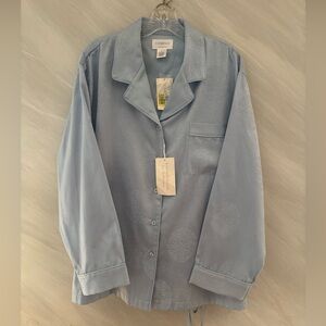 Cabernet Sleepwear XL Light Blue Long Sleeve Button Up w/ Drawstring Pants Set